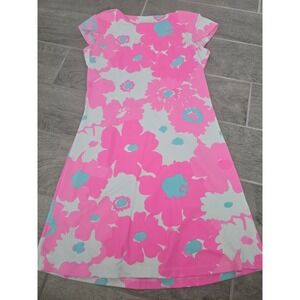 Mahi Gold Annie Dress Floral‎ Women's Size Small Pink White Cap Sleeve Classic